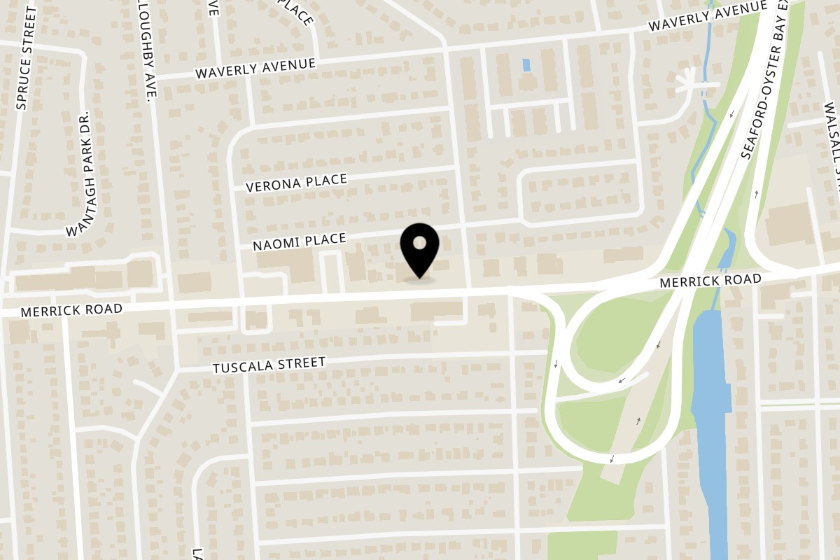 Map showing the location of Za Late Night Pizzeria on 3601 Merrick Rd in Seaford
